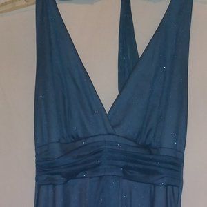 Blue Shimmery Glittery Layered Flowing Dress